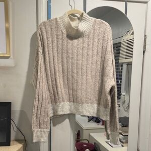 Sincerely Jules Beige and Cream Turtleneck Sweater
